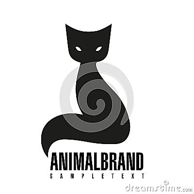 Cat. Vector illustration of logo. Stylized, simplified and isolated cute animal Cartoon Illustration