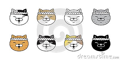 Cat vector kitten sushi japan ramen food chef calico icon pet breed head character cartoon doodle symbol illustratio design Vector Illustration