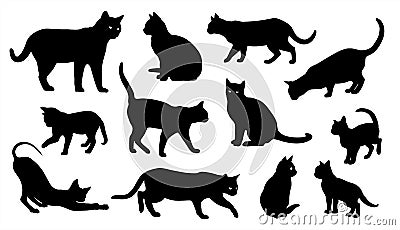 Cat vector silhouette set of cats Vector Illustration