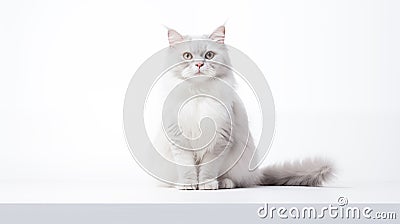 A cat on white background, they commonly referred to as the domestic cat or house cat Cartoon Illustration