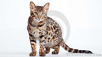 A cat on white background, they commonly referred to as the domestic cat or house cat Cartoon Illustration