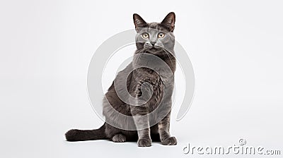 A cat on white background, they commonly referred to as the domestic cat or house cat Cartoon Illustration