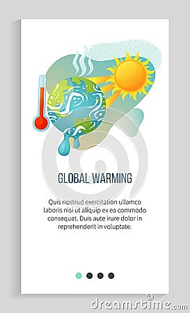 Cataclysm High Degree, Hot Weather, Warming App Vector Illustration