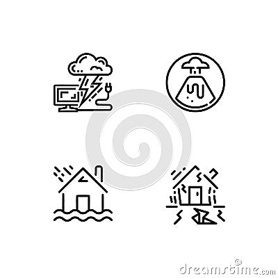 Cataclysms and natural disasters icons set EPS 10 vector format. Stock Photo