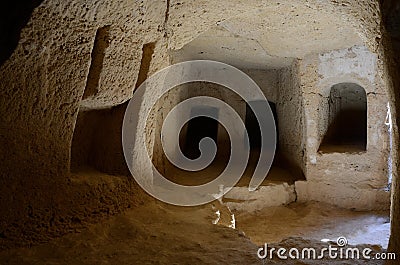 Catacombs inside ancient necropolis, Tombs of the Kings, Paphos,Cyprus Stock Photo