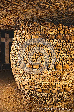 The catacombs of Paris in France Stock Photo