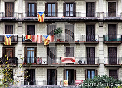 Catalan protest - Barcelona, Spain. Editorial Stock Photo