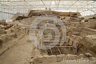 Catalhoyuk Konya Turkey. Built in 7500 B.C. Photo taken on: Ma Stock Photo