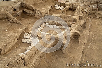 Catalhoyuk Konya (Turkey). Built in 7500 B.C. Stock Photo