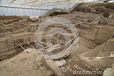 Catalhoyuk Konya (Turkey). Built in 7500 B.C. Stock Photo