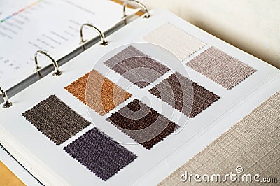 Catalog of multicolored cloth from matting fabric texture background, silk fabric texture Stock Photo