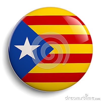 Catalonia Flag Round Badge Isolated on White Stock Photo