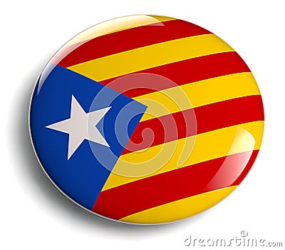 Catalonia Flag Round Badge on White Stock Photo