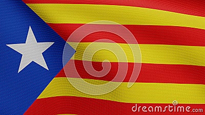 Catalonia independent flag waving in the wind. Close up Catalan estelada banner Stock Photo