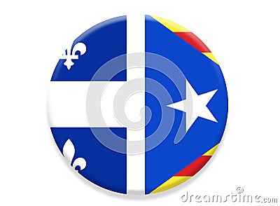 Catalonia and Quebec Flag badge Stock Photo