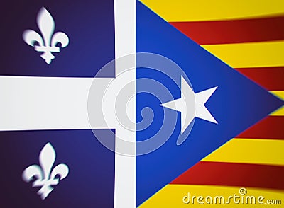 Catalonia and Quebec Flag Stock Photo