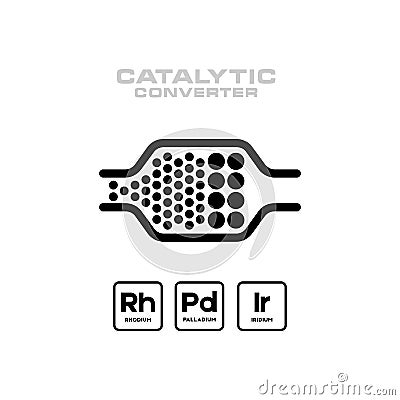 Catalytic converter and chemical element system icon. Logo concept. Vector Illustration