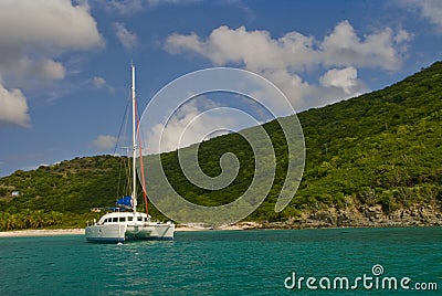 Catamaran anchored in harbor Stock Photo