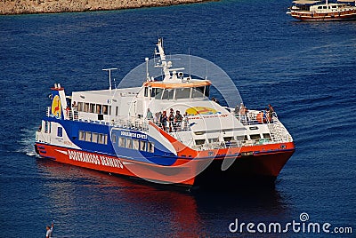 Catamaran ferry, Halki Editorial Stock Photo