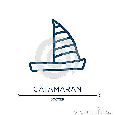 Catamaran icon. Linear vector illustration from extreme sports collection. Outline catamaran icon vector. Thin line symbol for use Vector Illustration