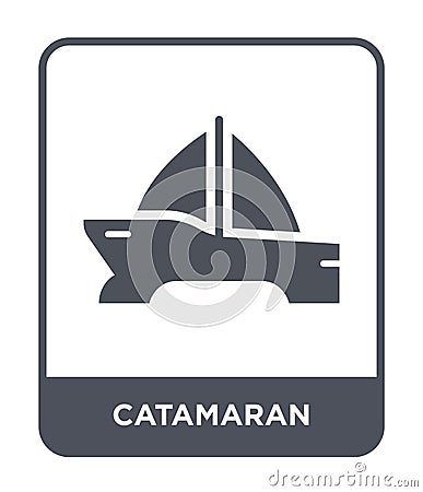 catamaran icon in trendy design style. catamaran icon isolated on white background. catamaran vector icon simple and modern flat Vector Illustration