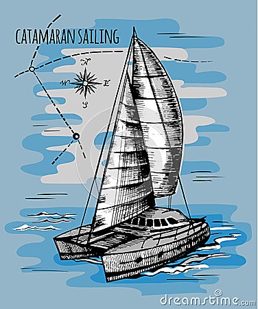 Catamaran sailboat regatta summe Vector Illustration