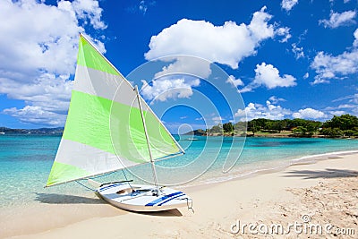 Catamaran at tropical beach Stock Photo