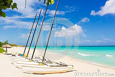 Catamarans at the beach of Varadero in Cuba Stock Photo