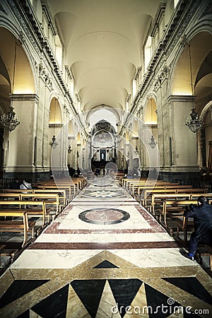 Catania Cathedral, Sicily. Italy Interior church Editorial Stock Photo