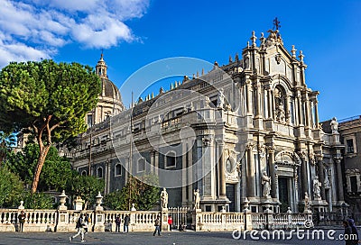 Cathedral of St Agatha in Catania, Italy Editorial Stock Photo