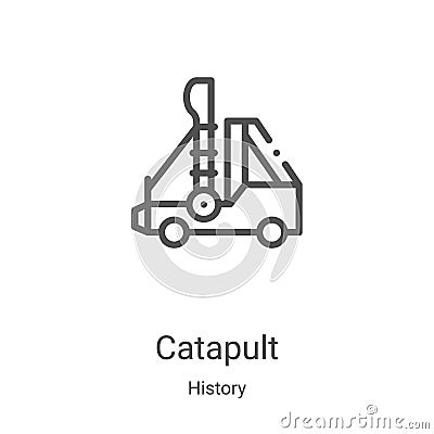 catapult icon vector from history collection. Thin line catapult outline icon vector illustration. Linear symbol for use on web Vector Illustration