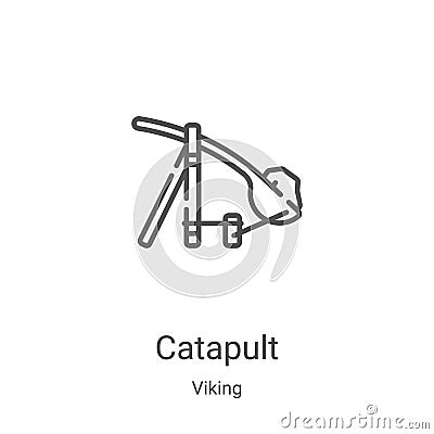 catapult icon vector from viking collection. Thin line catapult outline icon vector illustration. Linear symbol for use on web and Vector Illustration