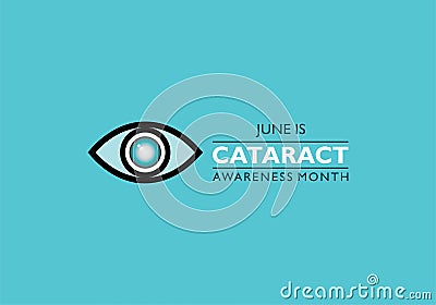 Cataract Awareness Month observed in June, It is a dense, cloudy area that forms in the lens of the eye Vector Illustration