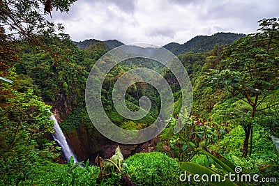 Catarata del Toro waterfall with surrounding mountains in Costa Rica Stock Photo