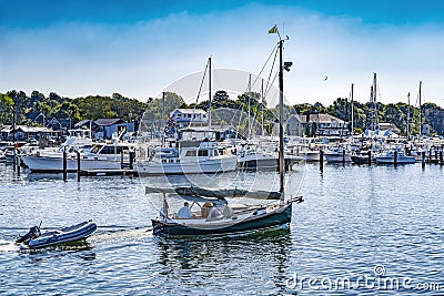 Catboat Sailboats Yachts Padanaram Harbor Dartmouth Massachusetts Editorial Stock Photo