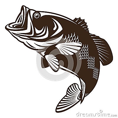 Catch freshwater fish Largemouth Bass Vector Illustration