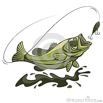 Catch a jumping fish with bait Vector Illustration