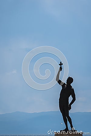 Catcher of a Cross statue Stock Photo