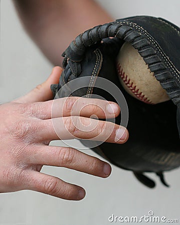 Catcher hands Stock Photo