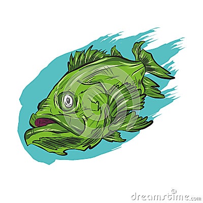 Catching Bass Fish.. Fish Color. Vector Fish. Graphic Fish. Fish On A White Background. Vector Illustration