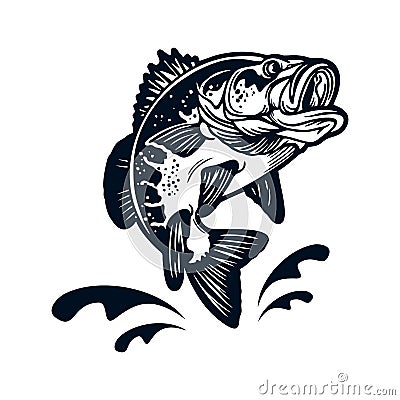 Catching Bass Fish. Fish Color. Vector Fish. Graphic Fish Vector Illustration