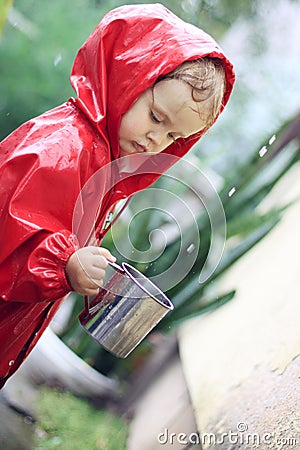 Catching raindrops Stock Photo