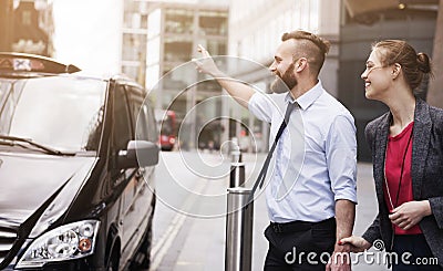 Catching taxi Stock Photo