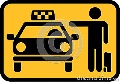 Catching a taxi - Yellow cab icon Vector Illustration