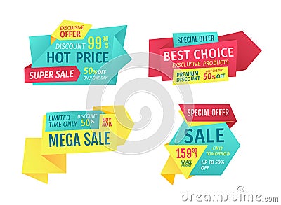 Catchphrases for Shop Sale Advertisement Banners Vector Illustration