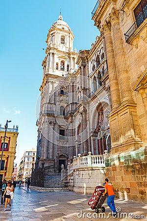 Catedral de la Encarnacion de Malaga was built in 1782. It is one of the biggest cathedrals in Editorial Stock Photo