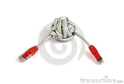 Category 5 twisted pair cable knot Stock Photo