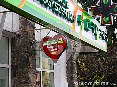 Catena pharmacy street sign on the streets. Editorial Stock Photo