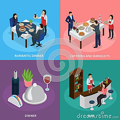 Catering Banquet Isometric Concept Vector Illustration