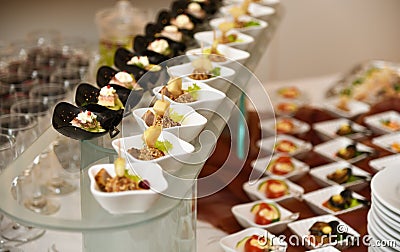 Catering, cold snacks assortment Stock Photo